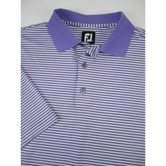 FootJoy FJ Men's Purple And White Stripe Collared Golf Polo Shirt Size XL - Picture 5 of 11